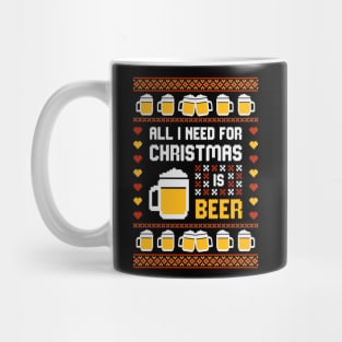 All I Want For Christmas Is Beer Ugly Sweater Shirt Mug